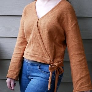 Madewell wrap top with bell sleeves